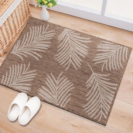 World Rug Gallery Contemporary Palm Leaves Textured Flat Weave Indoor/Outdoor Area Rug 2'x3' Brown 111BROWN2X3
